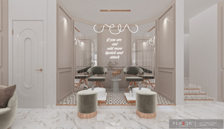 Eleganter Behandlungsraum in einem luxuriösen Nagelstudio