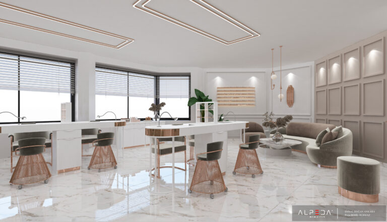 Luxuriöses Interior Design für modernes Nagelstudio in Premium Optik