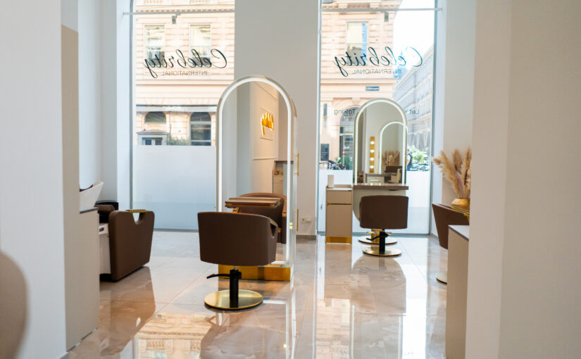 Luxuriöses Friseursalon Projekt für Celebrity Hairlounge in Wien mit 2D/3D Planung, individuellem Innendesign, maßgefertigter Einrichtung und schlüsselfertiger Umsetzung durch Italia Cosmetic.
