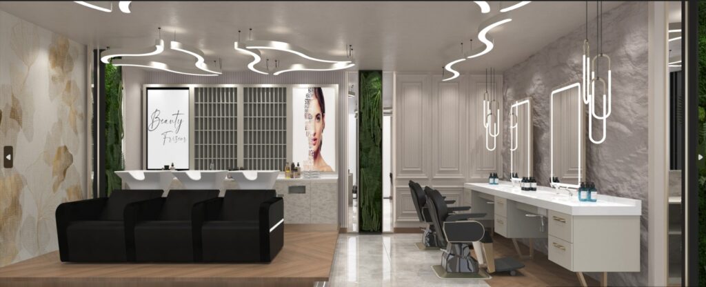 3D Friseureinrichtung für VIP Style Friseursalon Wien mit individueller Innenraumplanung