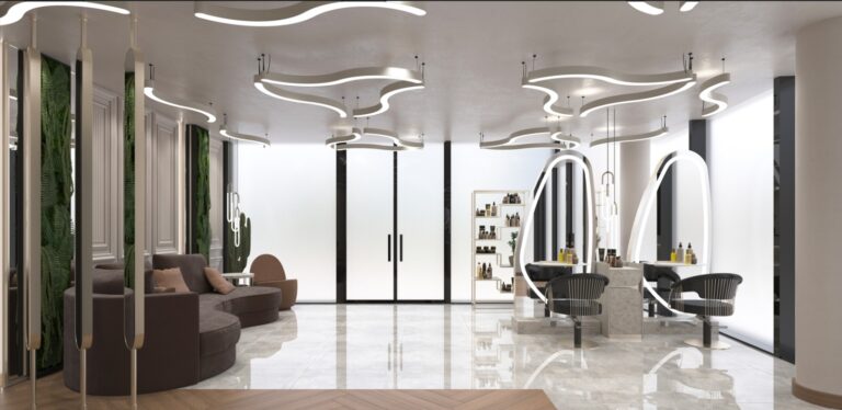 Innenarchitektur Visualisierung für VIP Style Friseursalon in Wien mit hochwertigen Stylingplätzen